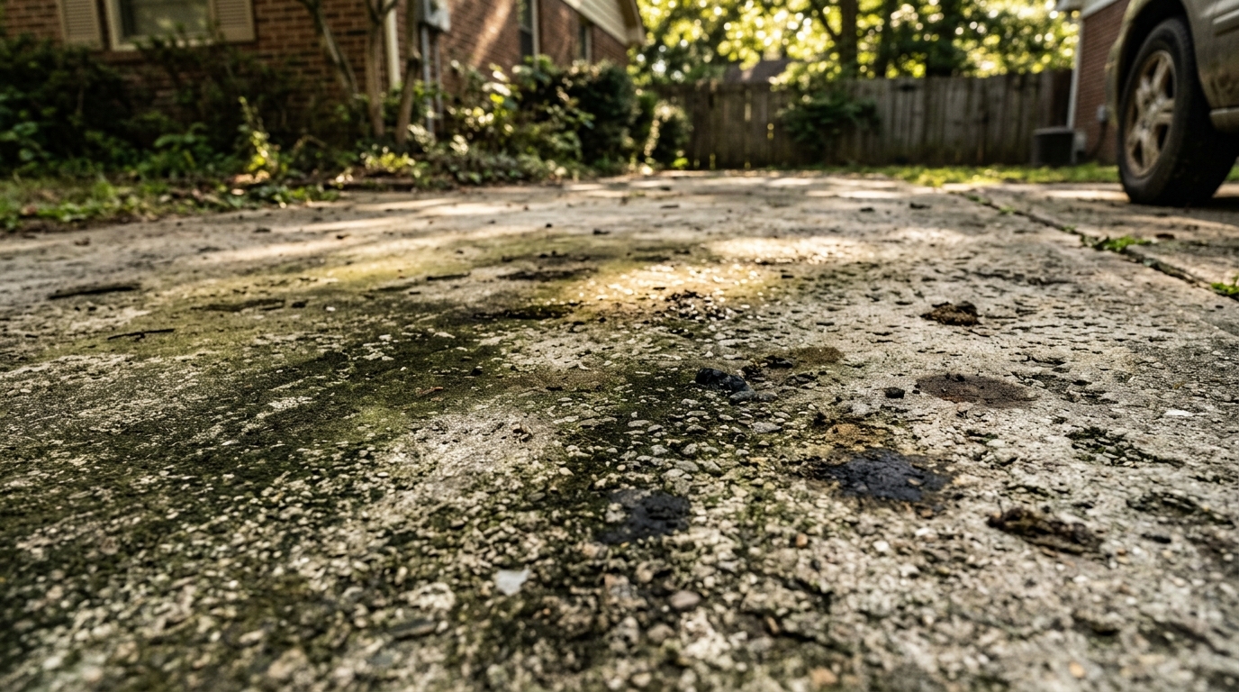 Dirty surface before pressure washing
